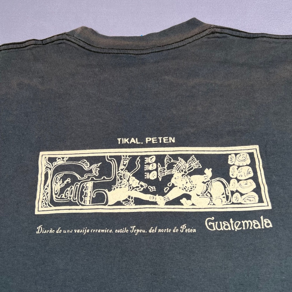 El Quetzal Guatemala Tikal Peten Mayan Art Graphic T-Shirt XXL Faded Olive Green